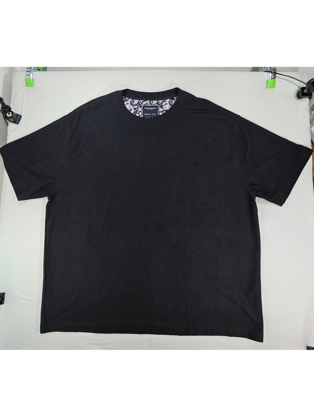 Denim & Flower Black Ribbed Relaxed Fit T-Shirt. Size XXL